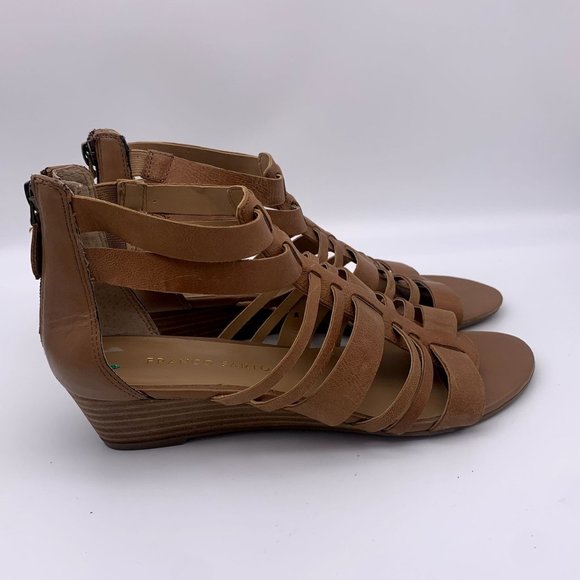 Franco Sarto Uzeta Sandals Cognac Gladiator Wedge Size 8 - Picture 2 of 14